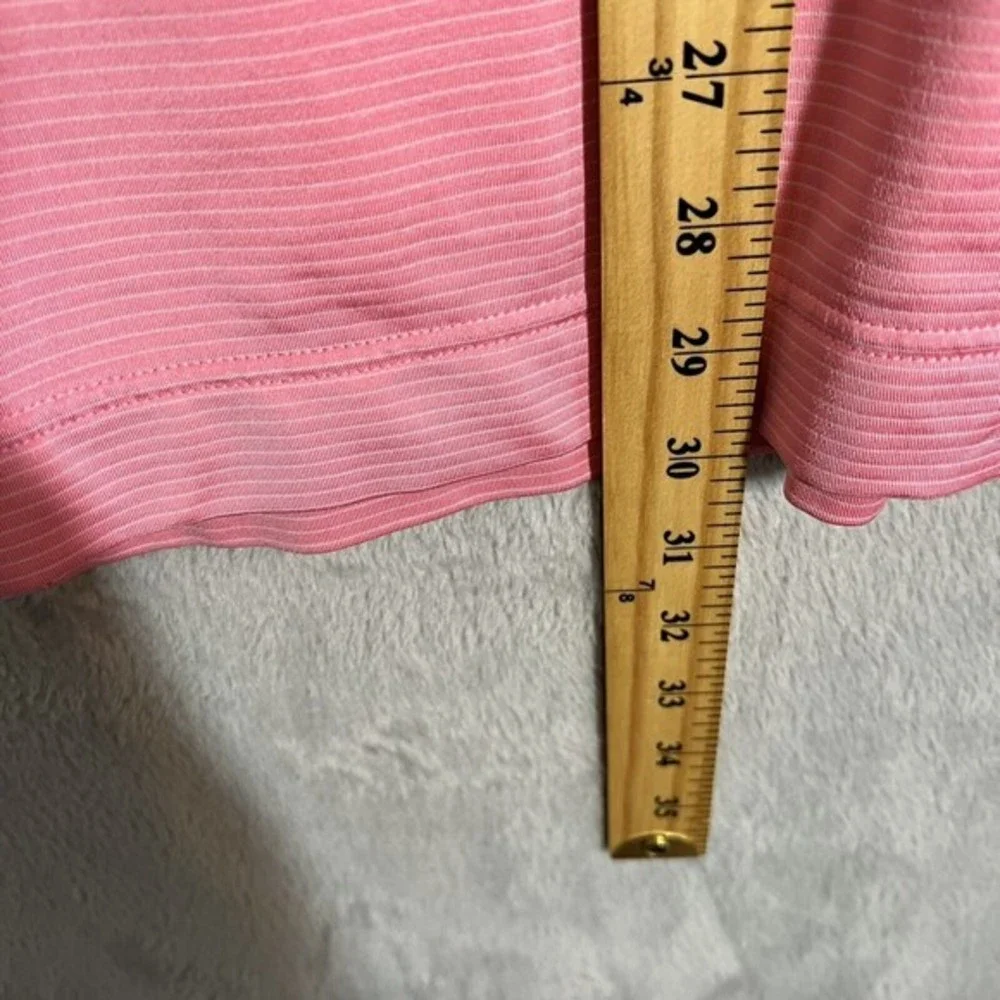 FootJoy Polo Shirt‎ Men's Large Pink Stripes Short Sleeve Pullover Stretch Golf